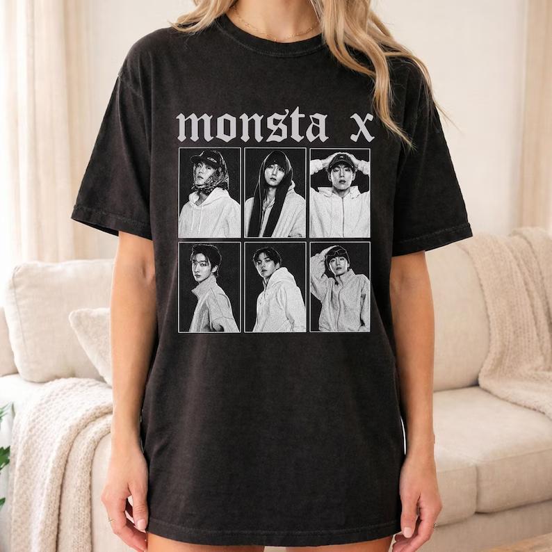 Горячая Распродажа Винтажная Футболка Monsta X Мировое Турне Унисекс Y2K Готическая Хлопковая Уличная Одежда Оверсайз Футболка С Коротким Рукавом Повседневная Одежда
