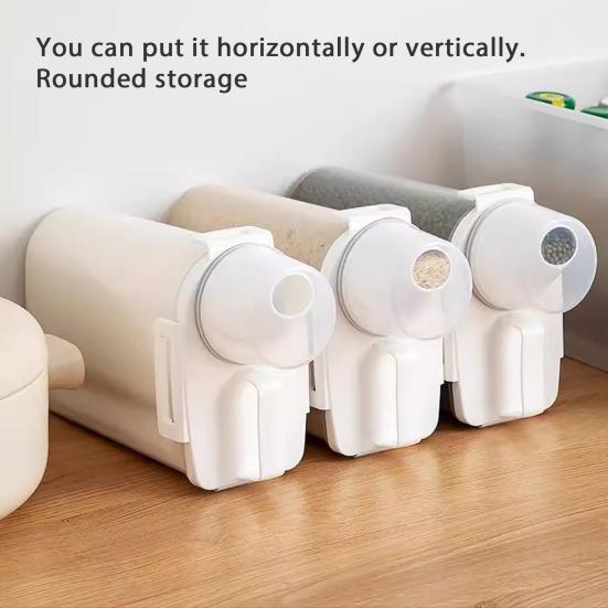 Grain Can Ergonomic Handle Measuring Cup Design Storage Container with Lid Plastic Transparent Grain Dispenser