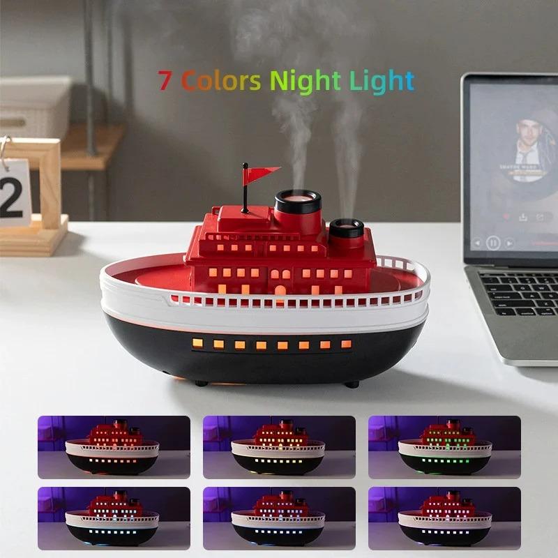 5 В USB Модель корабля Светодиодный ночник Аромадиффузор Спрей для ароматерапии Дымовой Увлажнитель воздуха Круизный лайнер Паром 7-цветный Декоративный свет