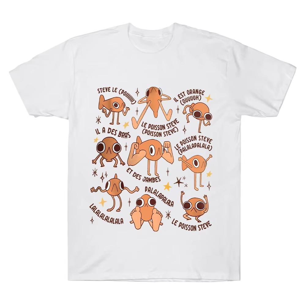 Le Poisson Steve Funny Fish Memes T-shirts Cotton Casual T-Shirt Summer Crewneck Breathable Tees Lightweight Breathable and Comfortable Clothes