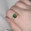 Vintage Palace Style Hollow Out Green Stone Finger Rings For Lady Luxury Gold Color Wedding Rings Jewelry Gifts