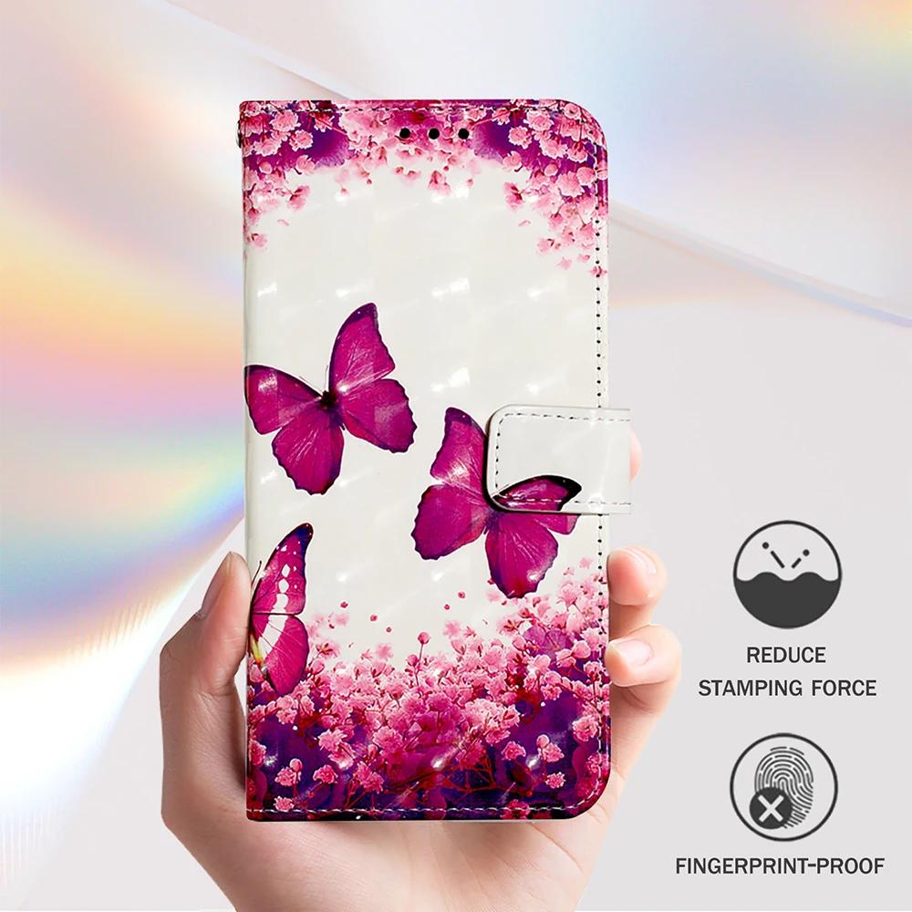 Милый painted кожаный чехол-книжка на For Samsung Galaxy M13 M12 A12 A13 A22 A22S A32 A52 A52S A72 A73 Кошелек Подставка Обложка-книга Ремешок