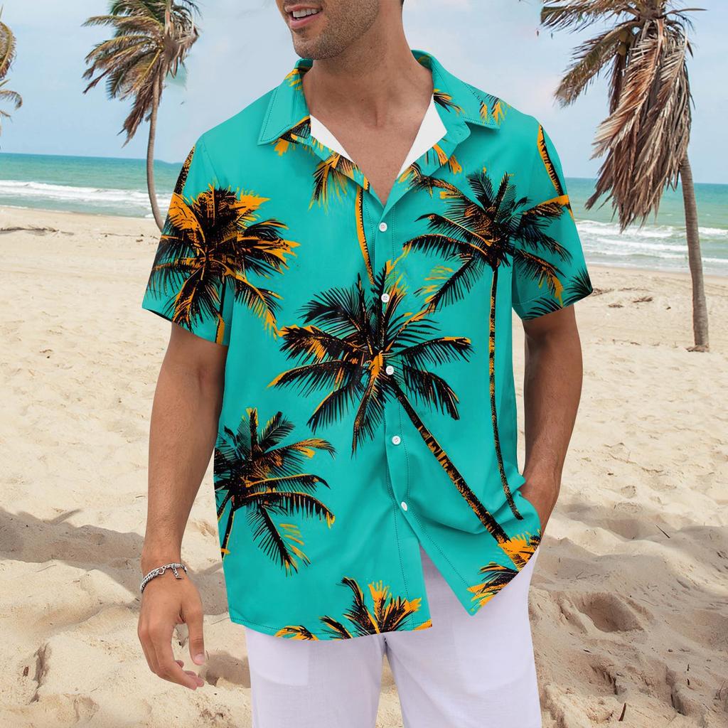 Рубашка для мужчин, мужские винтажные рубашки для боулинга на пуговицах, летняя пляжная рубашка с коротким рукавом