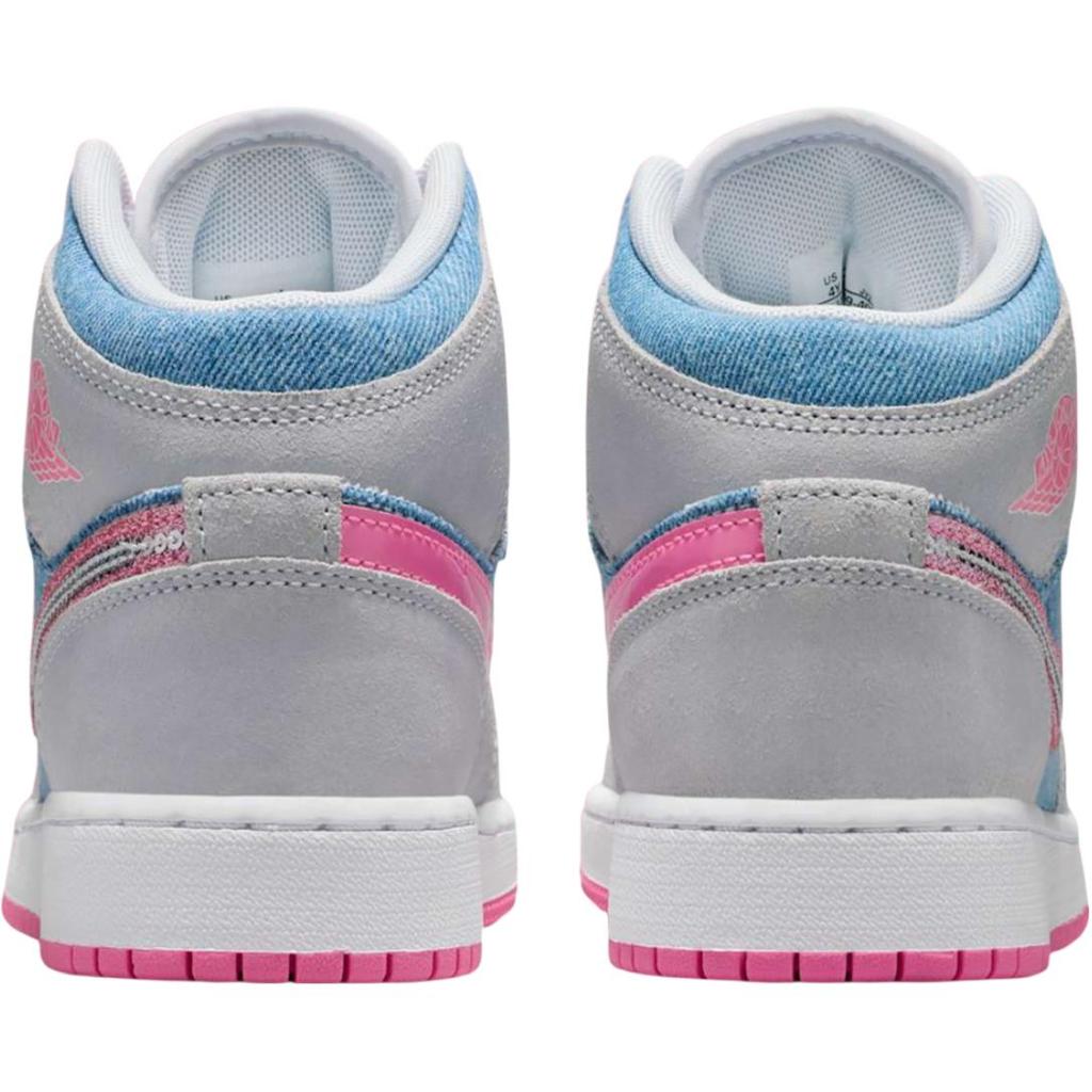 Jordan Air Jordan 1 Abrasion Resistant Breathable Mid top Children's Basketball Shoes Blue Pink Teenagers HQ1999-400