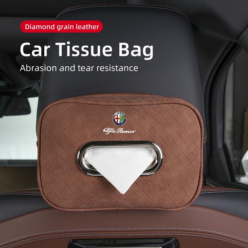 For Alfa Romeo Car Tissue Box Leather Seat Back Hanging Napkins Paper Towel Bag For Alfa Romeo 159 Giulietta Giulia 147 Mito 156 TJ0