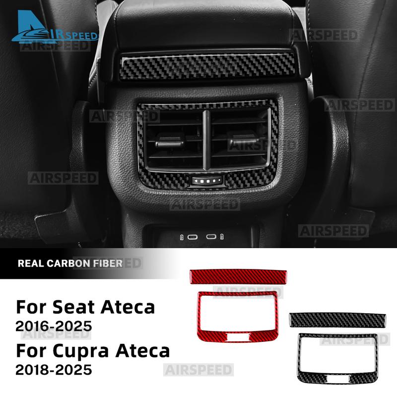 Реальная мягкая карбоновая наклейка для SEAT Ateca 5F 2016-2025 Для Cupra Ateca 5F 2018-2025 Левый руль Правый руль Автомобиль Задний воздуховод Рамка Декоративная накладка