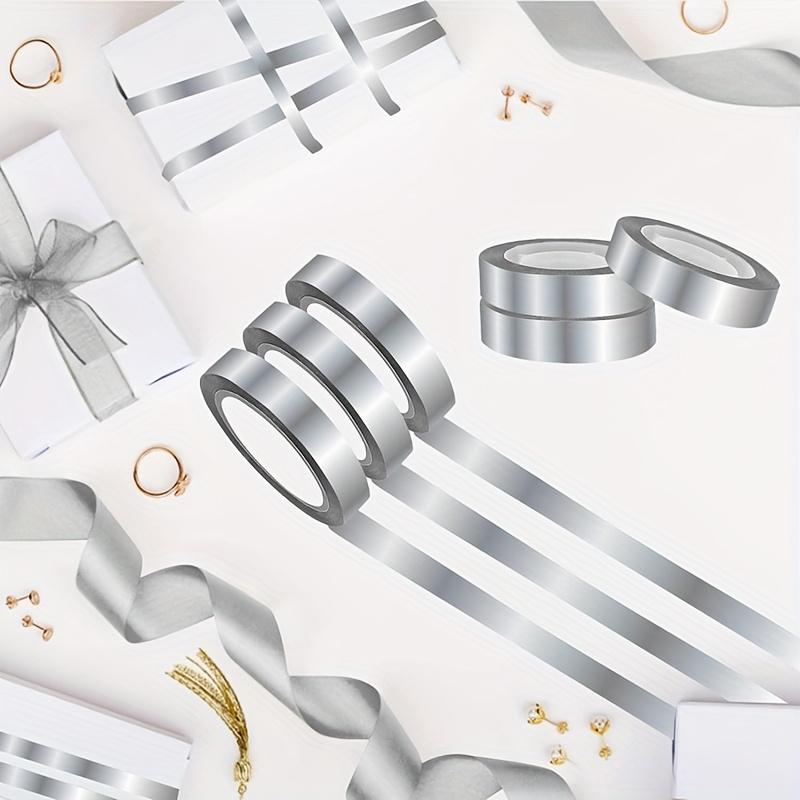 4 рулона серебристой металлической зеркальной ленты, самоклеящаяся пленка для графического искусства, декоративная лента для настенного шкафа, ванной комнаты, украшения для упаковки подарков, поделок