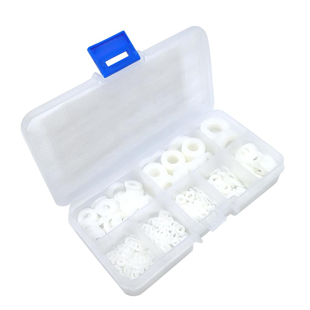Set of 500 Nylon Flat Pads Nylon Flat Washer Assortment with Box for Furniture Hardware in Home Renovations Projects