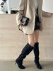 Autumn and winter new round head thin heel high heel temperament French fashion sexy suede boots