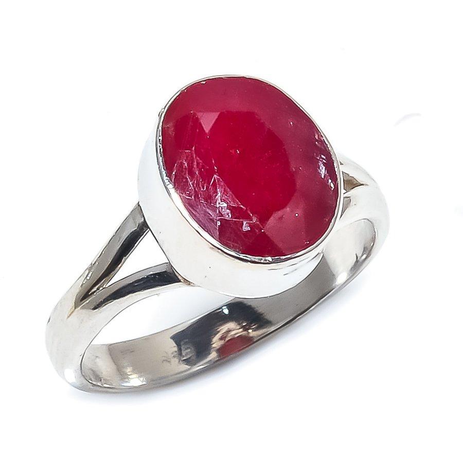 Красный Рубин(Смоделированный) Кольцо из серебра 925 пробы с драгоценными камнями ручной работы S.6 q2V14