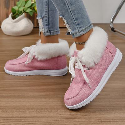 Зимние ботинки женские пушистые плоские на шнуровке модные теплые уличные спортивные хлопковые мокасины зимние новые 2024 повседневные короткие плюшевые ботинки женские