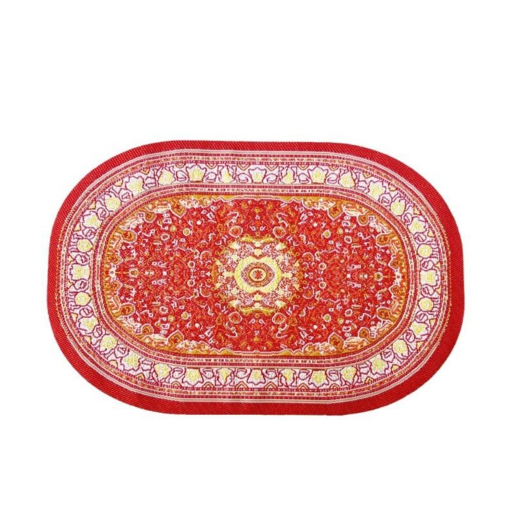 Multicolor Dollhouse Carpet Toy Doll Accessories Oval Round Miniature Weaving Rug Playing House Turkish Style Floor Covering Mat