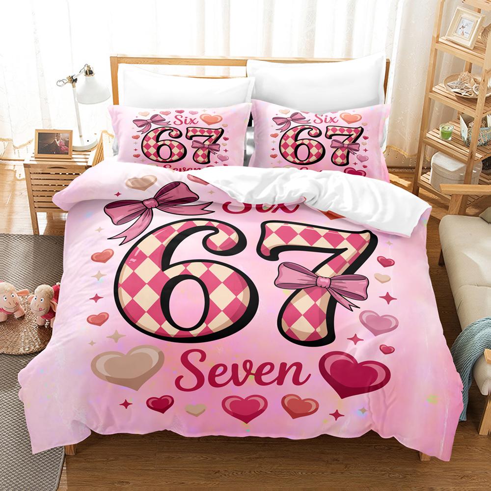 SIX-SEVEN! Duvet Cover Set (No Filling) Y2K 67 Fashion Soft Bedding Set Single Twin Full Size Gift For Kid Bedroom Decor