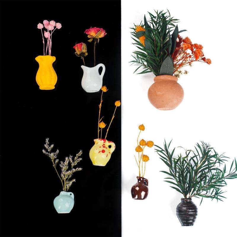 Набор из 7 магнитных мини-ваз для холодильника, украшение для дома, набор из дружелюбной керамики