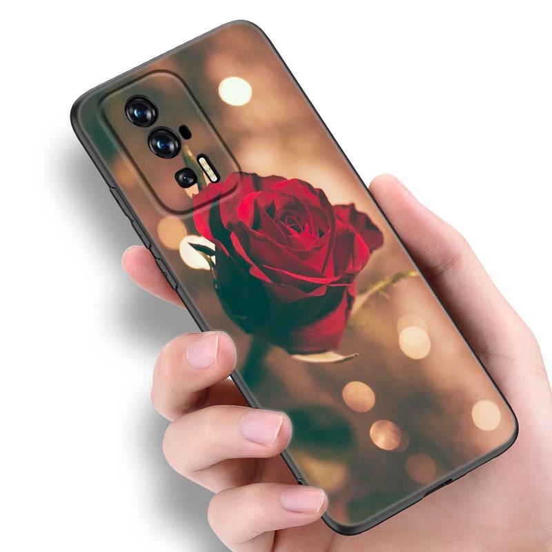 Bright Red Roses Flowers Black Case For Xiaomi Redmi 11 Prime 11A 12C 13C A1 A2 Plus A3 12 4G 10 13R 5G 9A 10A 9C 10C 9i 12R