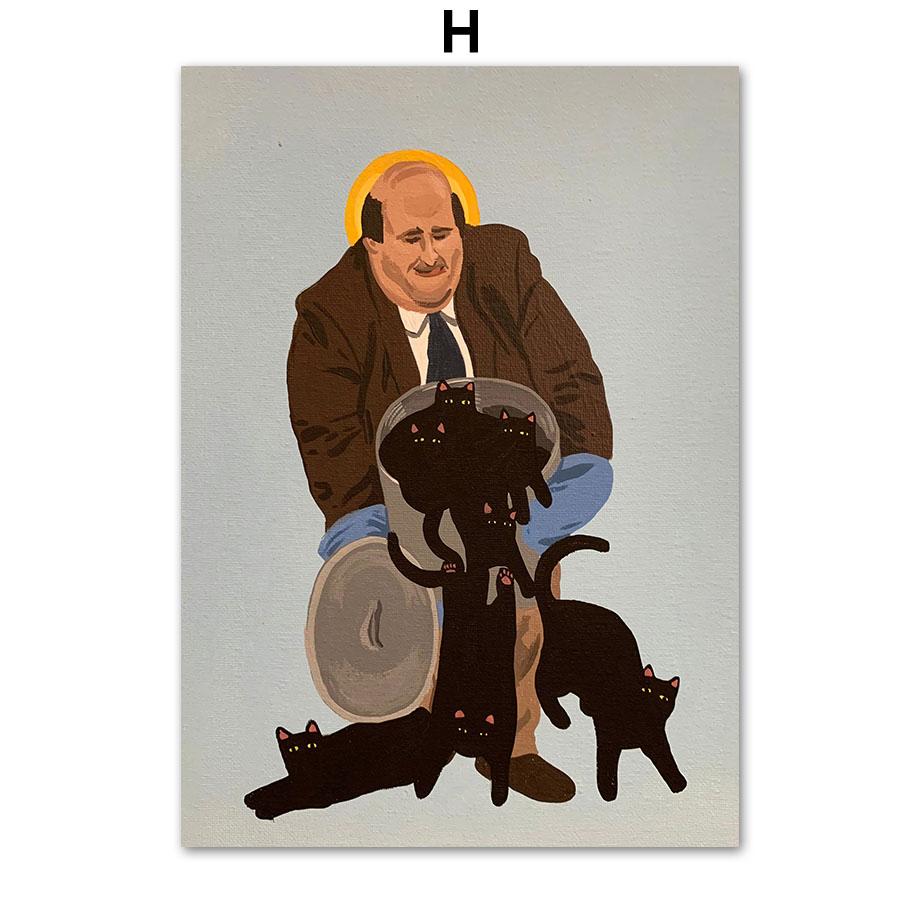 Vintage Abstract Black Cat Food Funny Wall Art Canvas Painting Posters And Prints Wall Pictures For Living Room Interior Decor