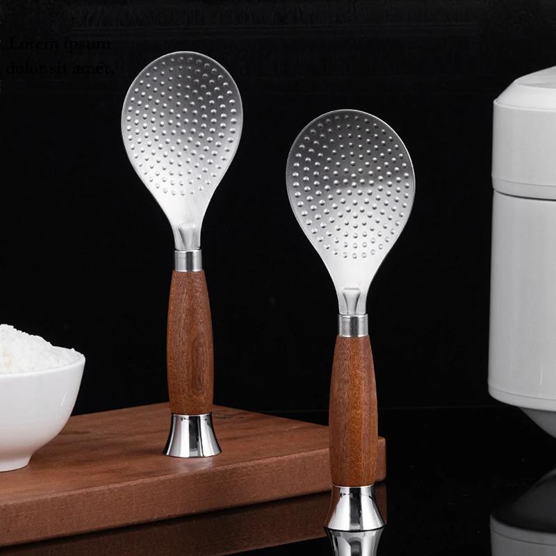 Japanese-style Non-stick Rice Spoon Thickened Wooden Handle Rice Scoop Standing Design Household Restaurant Kitchen Gadgets