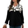 Women's Loose Top Casual Leopard Print Button Long Sleeves