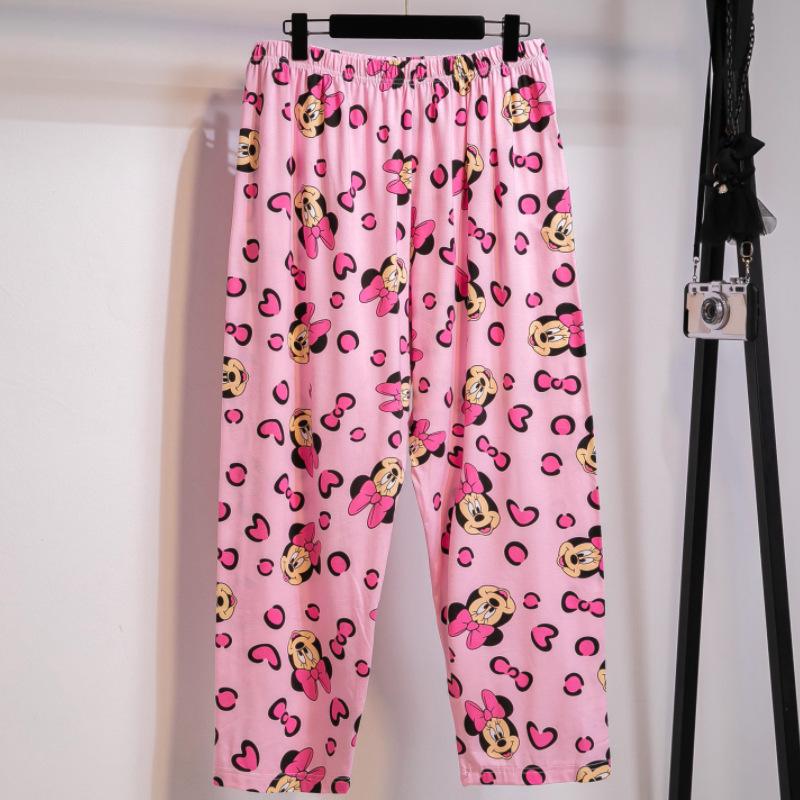 Милый женский пижамный комплект большого размера 2025 - Топ с длинным рукавом и брюки из чистого хлопка