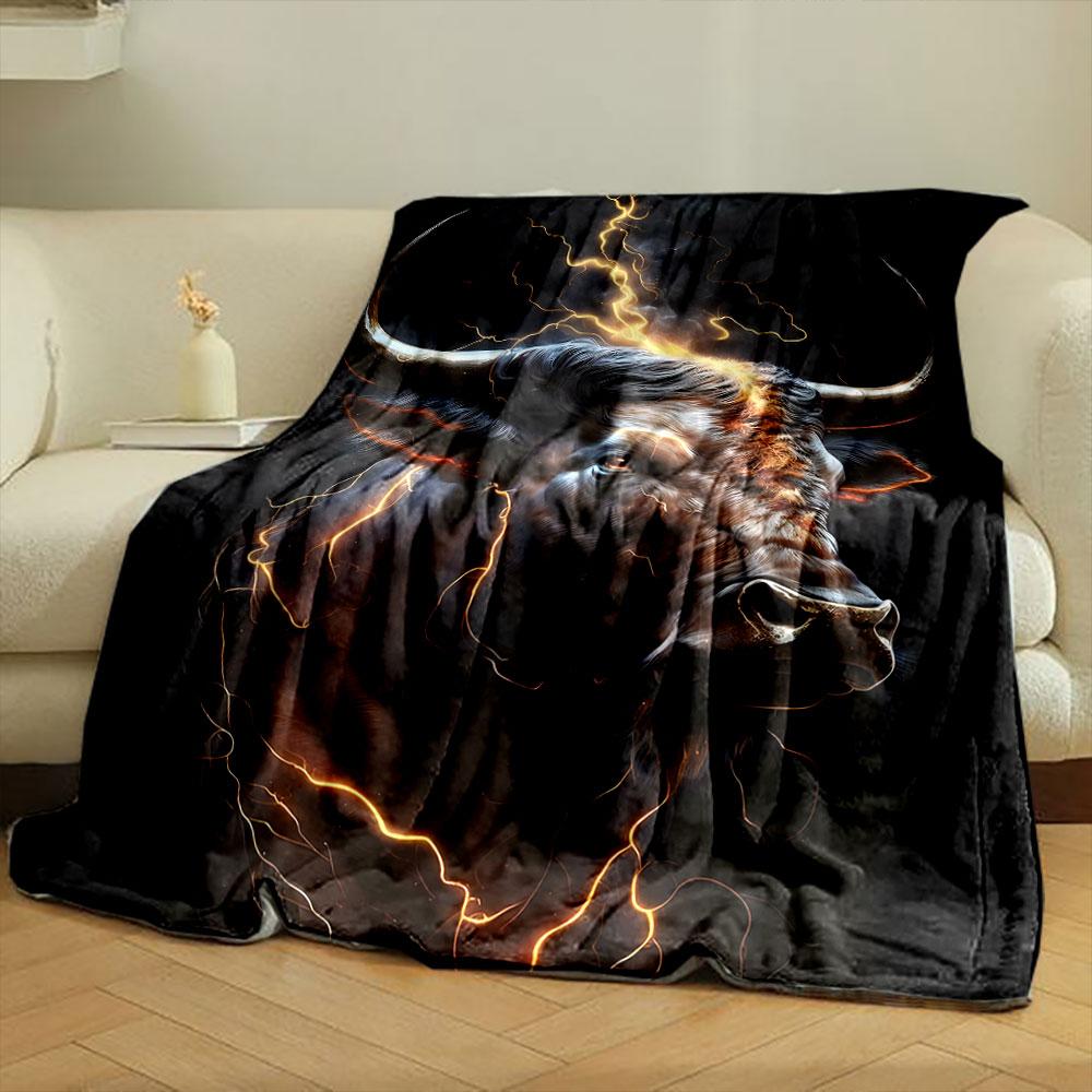 Fierce Lightning Bull Blanket bedroom Blanket for Livingroom Couch lunch break Soft throw for Friend's festival Gift