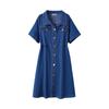 Plus Size Women's Denim Dress Short Summer Thin Thin Polo Collar Work Dress