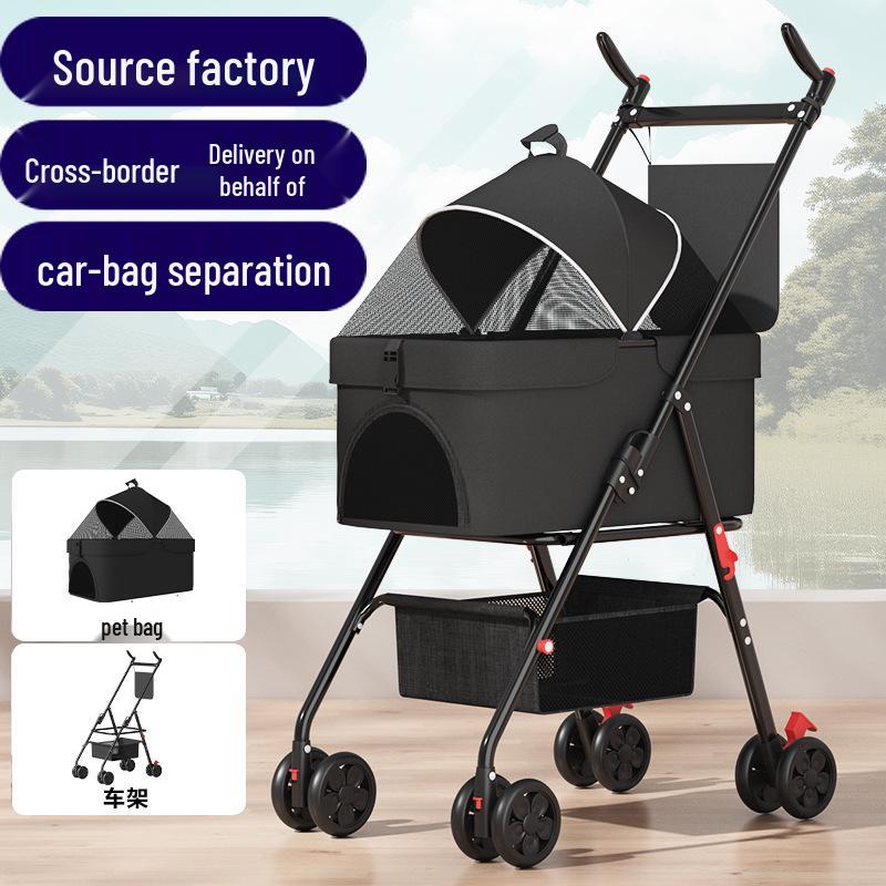 GVBB Compact Foldable Pet Stroller for Cats and Dogs - Lightweight, Detachable Design for Easy Travel.