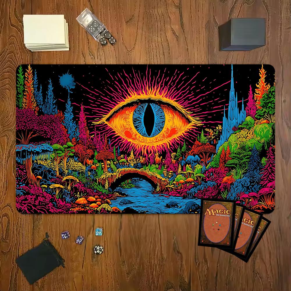 Psychedelic Magic Eye Fantasy Gaming Mouse Pad Playmat 24"X14" MTG TCG Office Desk Mat for Work Game PC Laptop Carpet MousePad