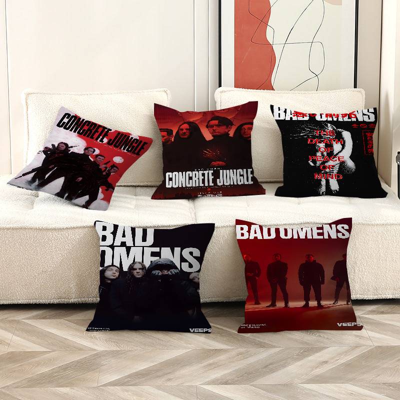 Rock Band BBad OOmens Pillow Covers Cartoon Sofa Decorative Home Doublesided Printing Short Plush Cute Cushion Cover