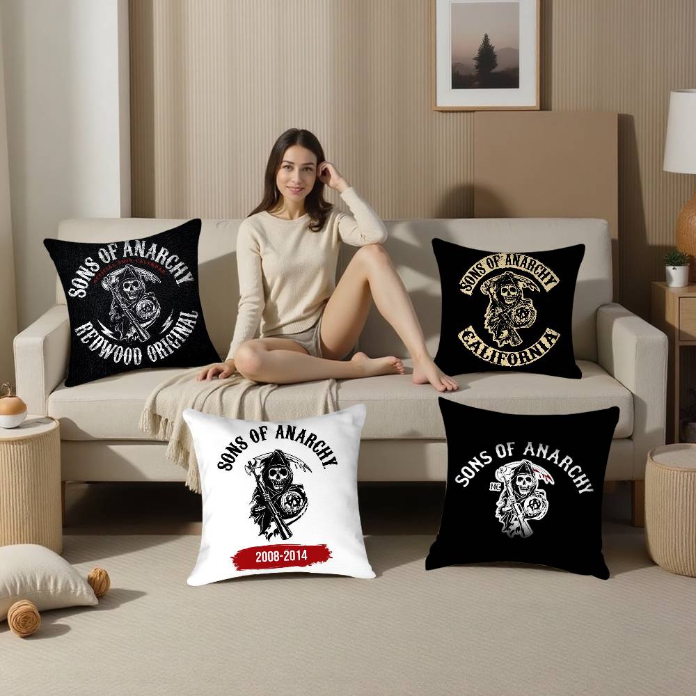 Крутая Наволочка S-Sons Of A-Anarchy для Дивана, Гостиной, Спальни, Квадратной Подушки, Подушки для Сна, Двусторонней Печатью