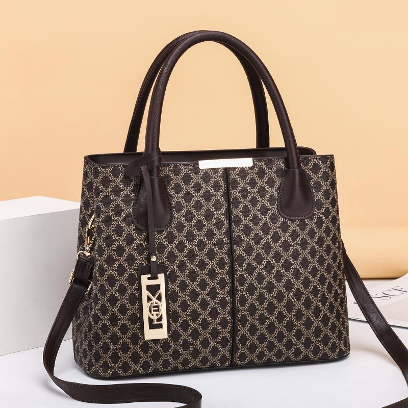 Spring and Autumn Female's Fashion PU Leather Printing Large Capacity Retro Shoulder Bag CLE