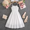 Элегантное белое платье для девочек Весна/Лето Детская мода Платье без бретелей с вырезом халтер и приталенным силуэтом