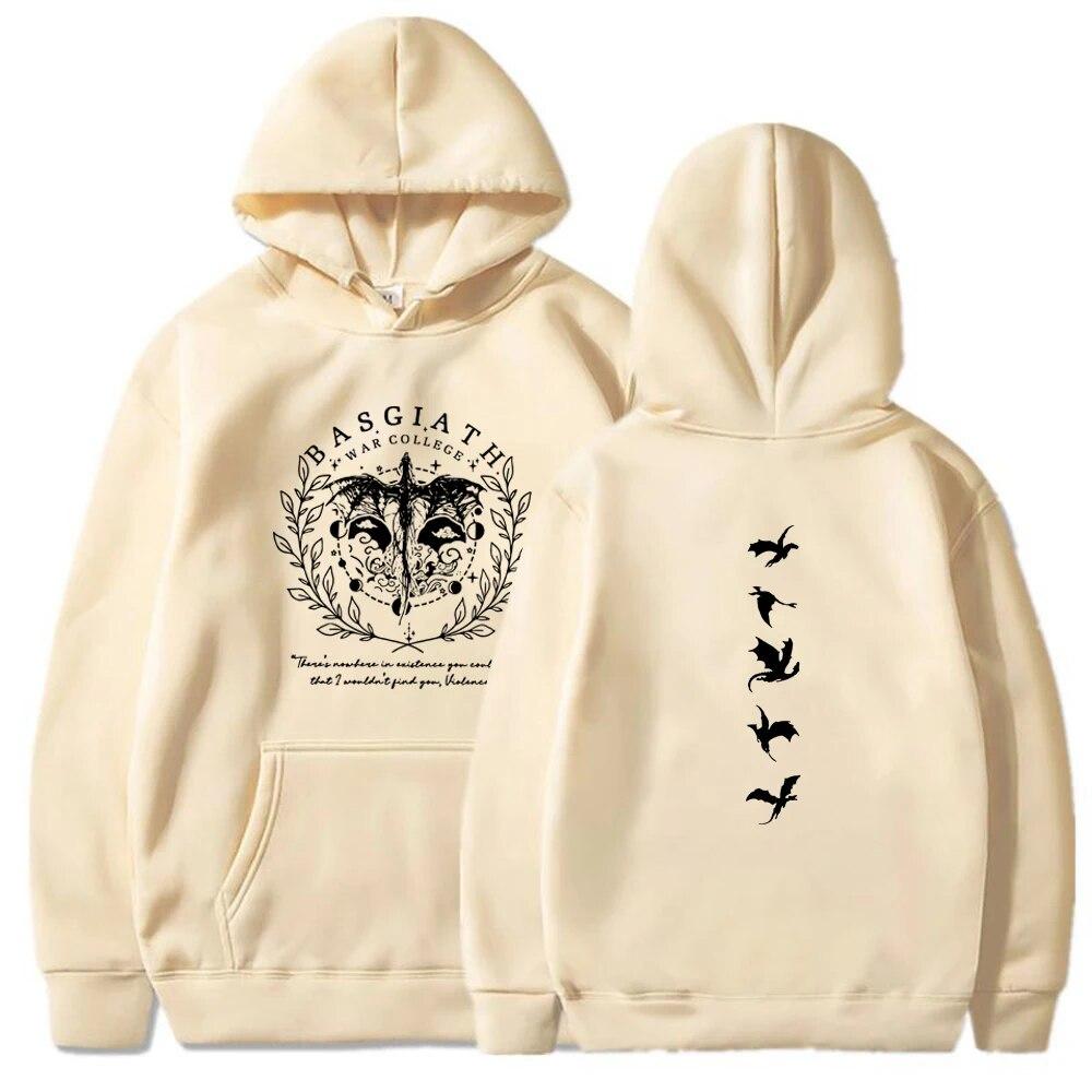 Vintage Bookish Hoodie Women Double Sided Fourth Wing Basgiath War College Hooded Sweatshirt Casual Fashion