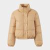 Winter Women Jacket Thickened Padded Stand Collar Neck Protection Windproof Heat Retention Solid Color Zip-up Long