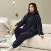 Женская флисовая фланелевая пижама больших размеров из кораллового флиса - утолщенный бархат для осени и зимы, домашняя одежда для мам среднего возраста