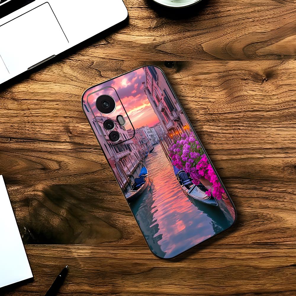 Чехол для телефона Venice Water City для Samsung S24, S25 22,30,,Note20,Ultra,Lite,Ultra,5G,Plus,FE Черный