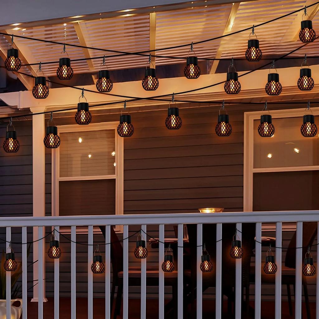 Солнечный светильник на огне, уличный светильник с пламенем, маленький подвесной шар, украшение для двора, виллы, наружное украшение, праздничное украшение, атмосфера, светильник с пламенем