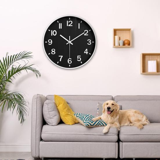 Wall Clock Quartz Movement Clear Display Large 3D Numbers Silent Operation Battery-Powered Non-Ticking Clock