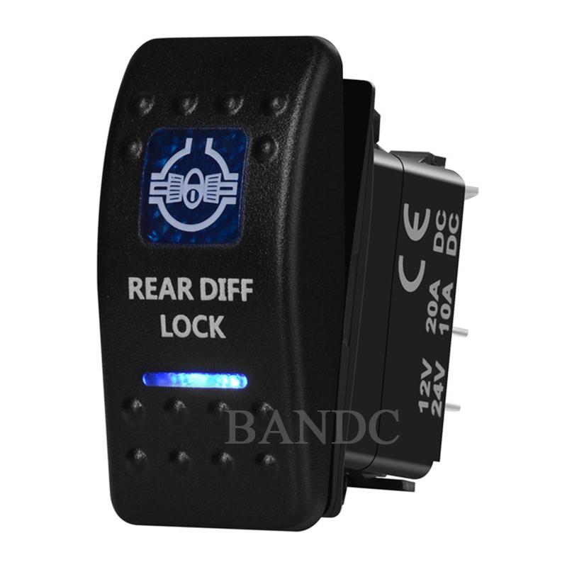 Rear Differential Lock Rocker Switch 5P On-Off Dual Blue Led Toggle Switch for the ARB/Carling/NARVA 4x4 Style Car Accessories