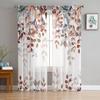 Autumn Branch Orange Blue Leaves Sheer Window Curtain Tulle Curtains for Livingroom Bedroom Hotel Home Decor Voile Drapes