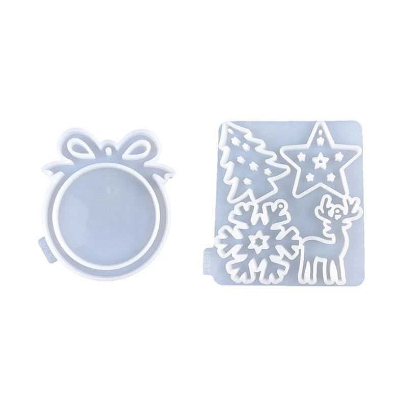 Рождественское украшение силиконовая форма для самостоятельной изготовления елочной подвески бант круг снежинка домик лося гипсовая форма подарок ручной работы