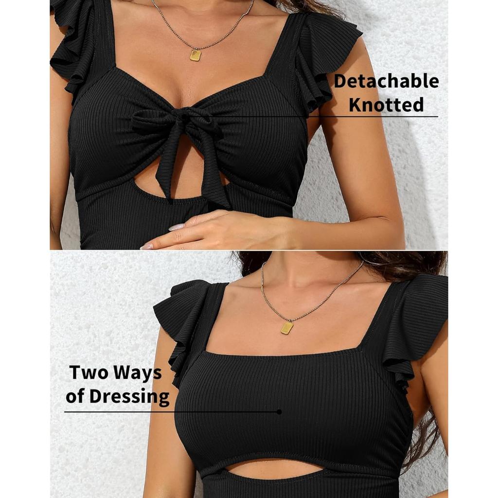 CHARMLEAKS Купальные костюмы для беременных с рюшами для женщин, купальный костюм для беременных в рубчик с завязками и вырезами, рюшами, купальник для беременных