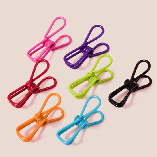 30Pcs Colorful Metal Clips Rust-Proof Corrosion Resistant Non-Slip Reusable Multi-Colored PVC Coated High Elastic Strength Photo Display Clips