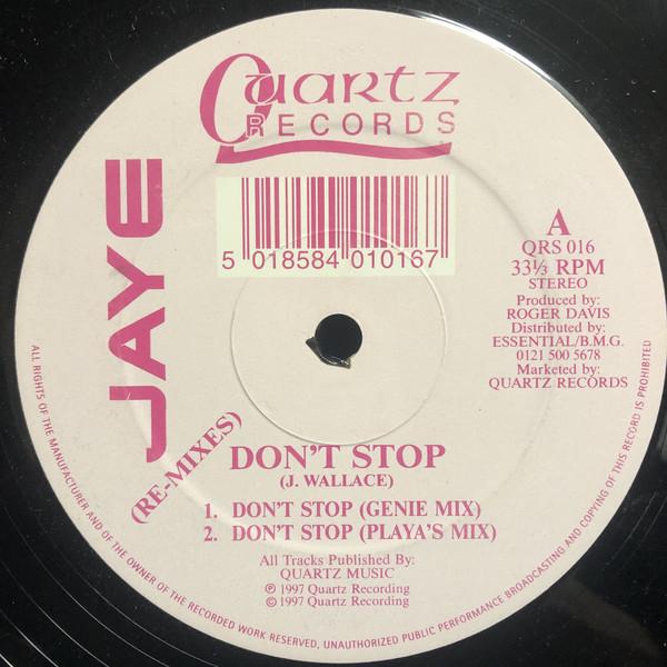 12-дюймовая пластинка JAYE Dont Stop QRS016 Quartz Records 1997 UK Rap HipHopRB Б/у
