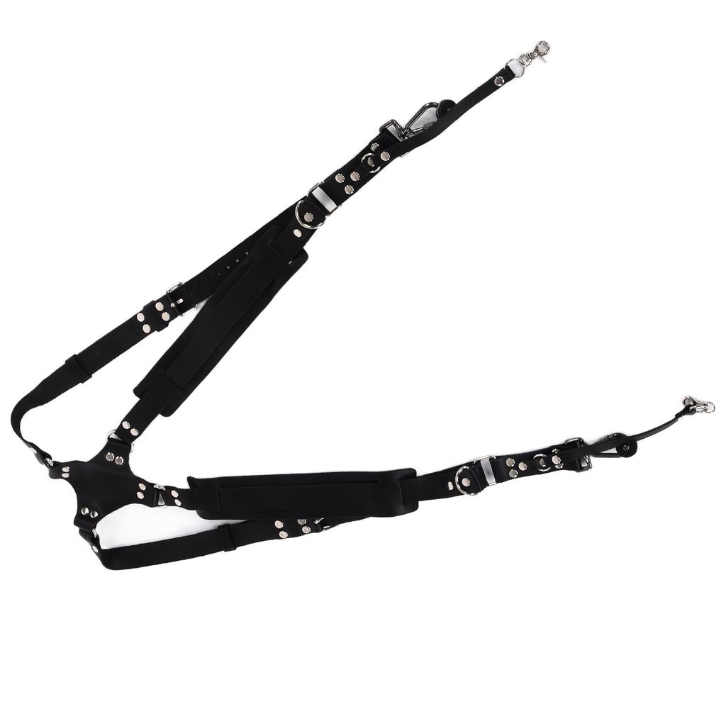 Leather Camera Strap Dual Shoulder Snapshot Harness Adjustable Multifunctional Camera Accessories for SLR CameraBlack