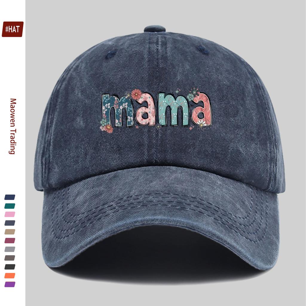 pc MAMA Letter Print Baseball Cap for Women Men Adjustable Buckle Strap Lightweight Vintage Suitable for Dating Travel O
