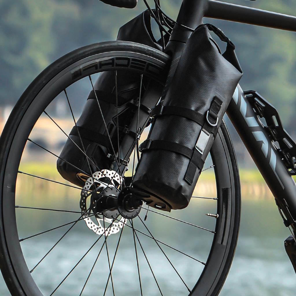 5L Bicycles Pannier Bag Portable Saddle Bag with Reflective Stripes Waterproof Front Fork Bag with Front Bike Rack