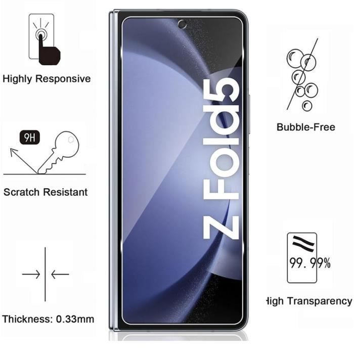 Защитная пленка для экрана и камеры для Samsung Galaxy Z FOLD 5 [2 шт. в упаковке] Ультратонкая защитная пленка Phonillico®, устойчивая к царапинам