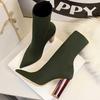 Обувь Женская Эластичные Сапоги Сексуальные Сапоги-Носки Осенние Ботильоны Для Женщин Высокий Каблук Острый Носок Женские Сапоги Большого Размера 43