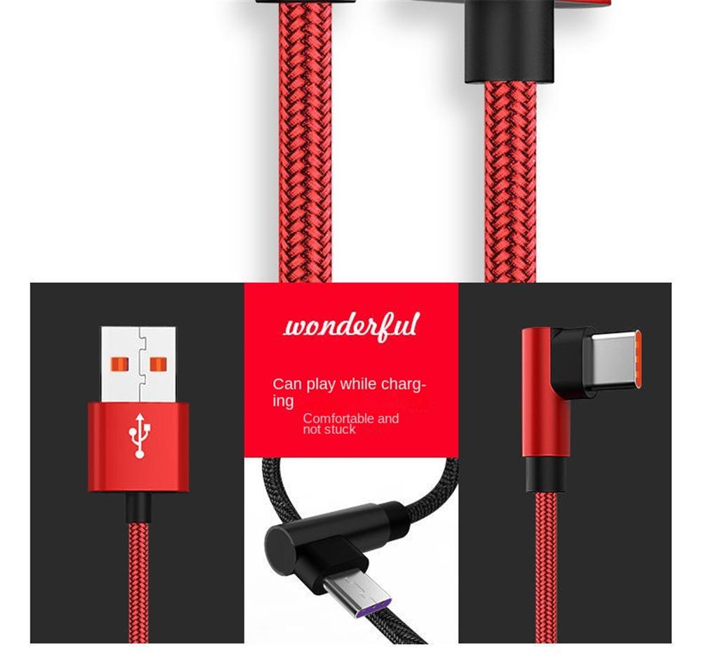 Кабель для быстрой зарядки 6A 66W Type C USB для Samsung Huawei Xiaomi OPPO VIVO POCO, угловой, 90 градусов, игровой зарядный кабель