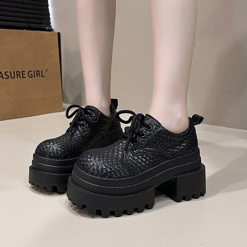 Модный дизайнер Новые осенние женские плетеные кожаные кроссовки Туфли-лодочки 9 см Высокая платформа Повседневная обувь Толстая подошва Обувь для ходьбы Zapatos Mujer
